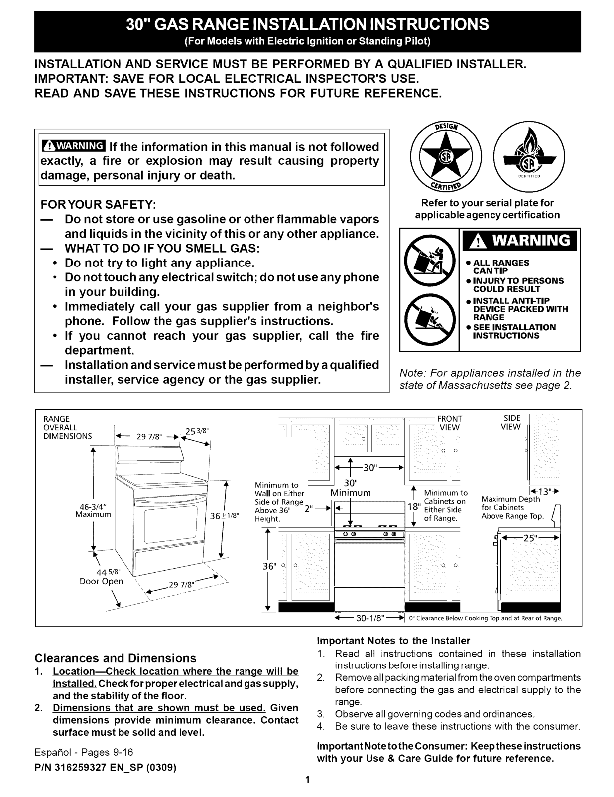 Kenmore WGF317ESC, 79070281403, 79070270403, 79070271400, 79070271401 Installation Guide - ManualMachine.com