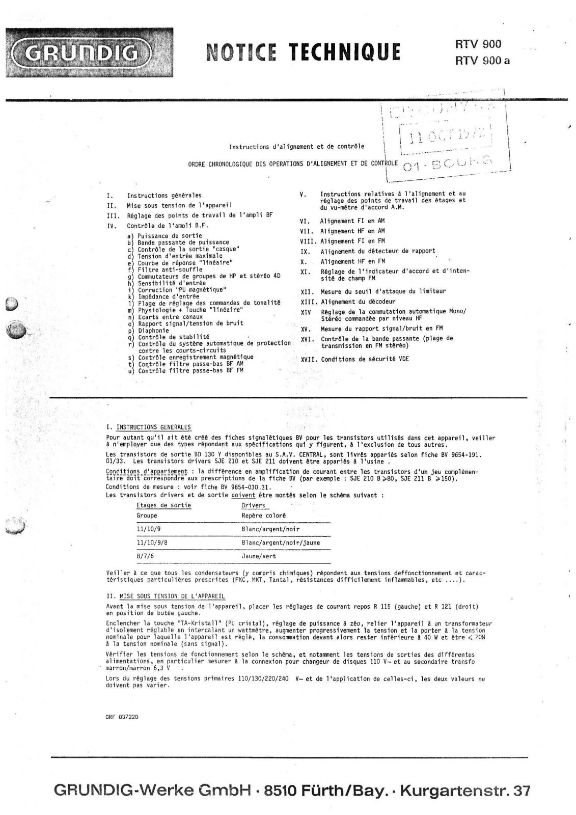 Grundig RTV-900-A Service Manual