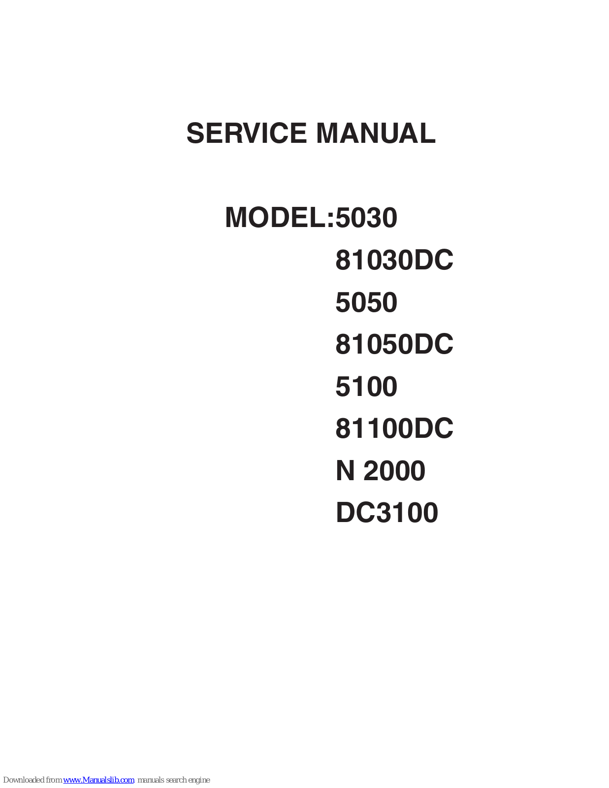 Janome 5030, 81030DC, 5100, 81050DC, N 2000 Service Manual