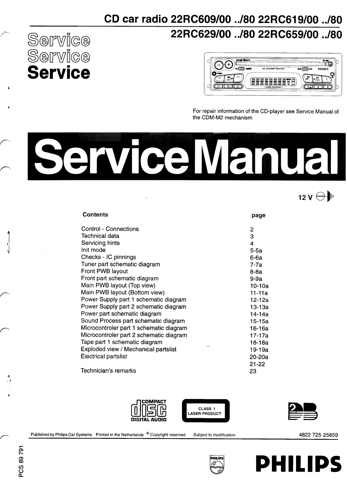 Philips RC-609, RC-60980, RC-619, RC-61980, RC-629 Service manual