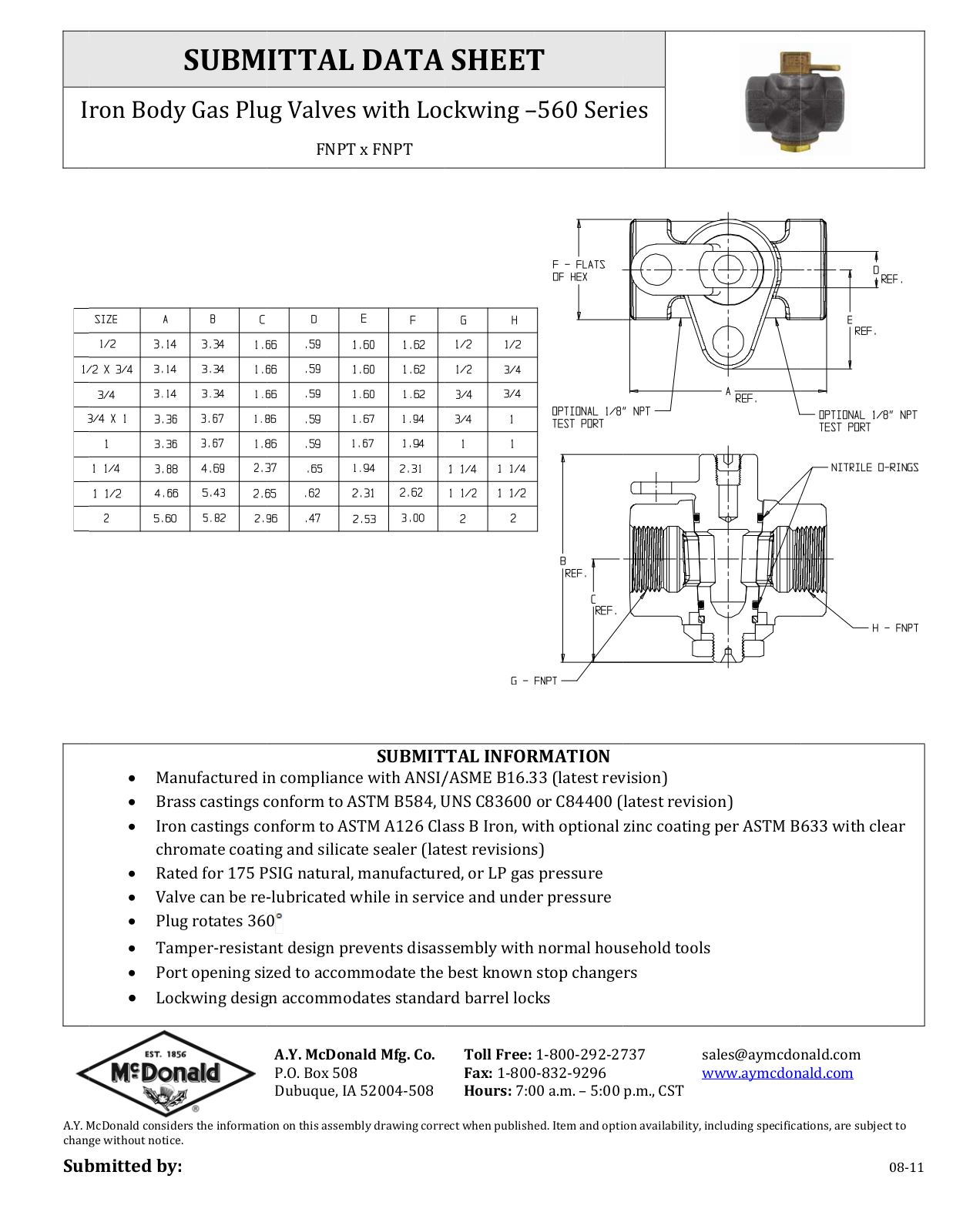 A.Y. McDonald 560 User Manual