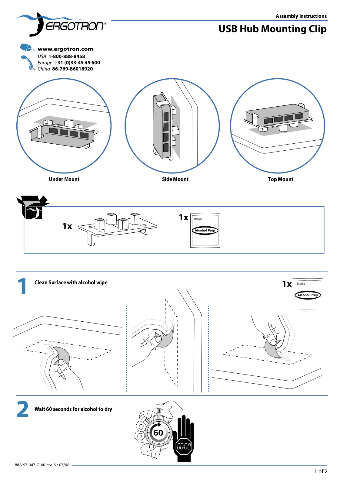 Ergotron USB Hub Mounting Clip User Manual