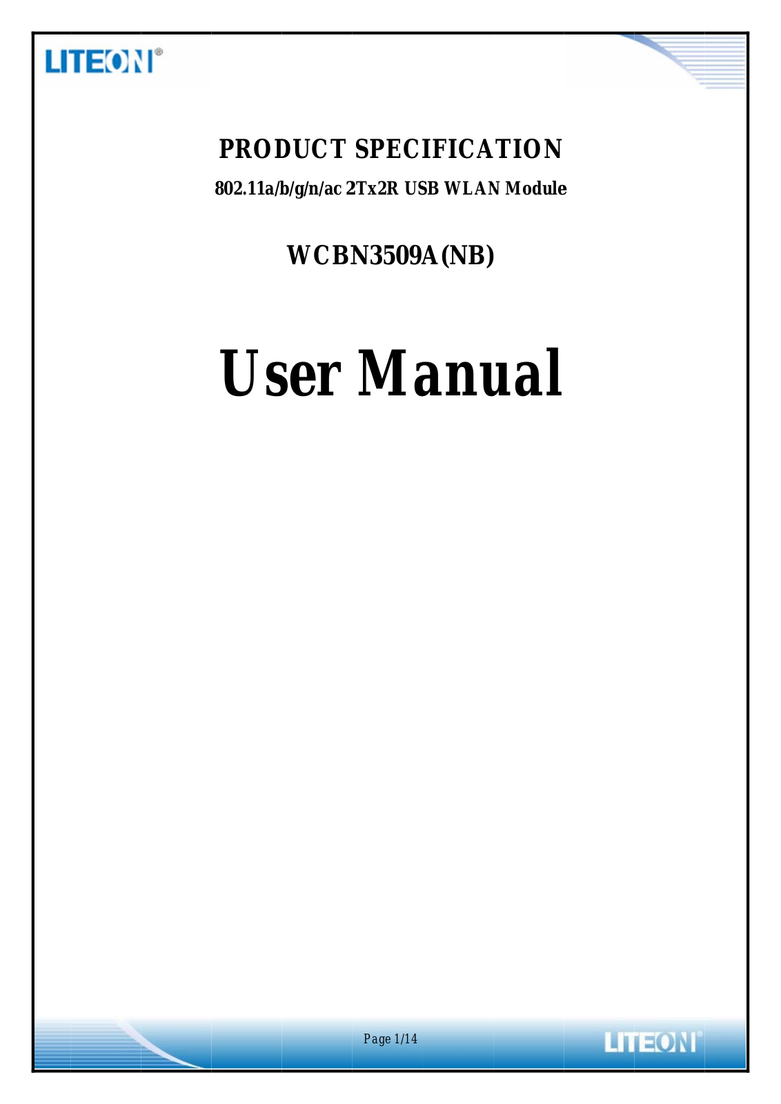 LITE ON TECHNOLOGY WCBN3509ANB User Manual