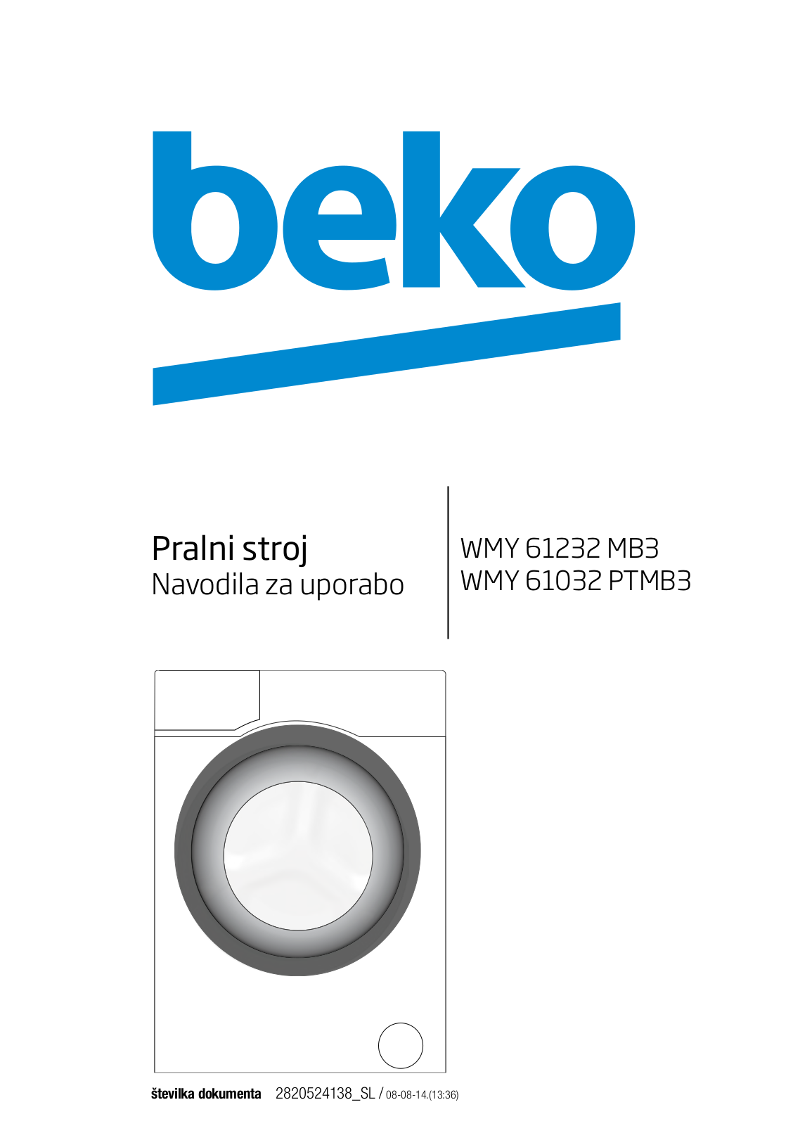 Beko WMY 61232 MB3, WMY 61032 PTMB3 User manual