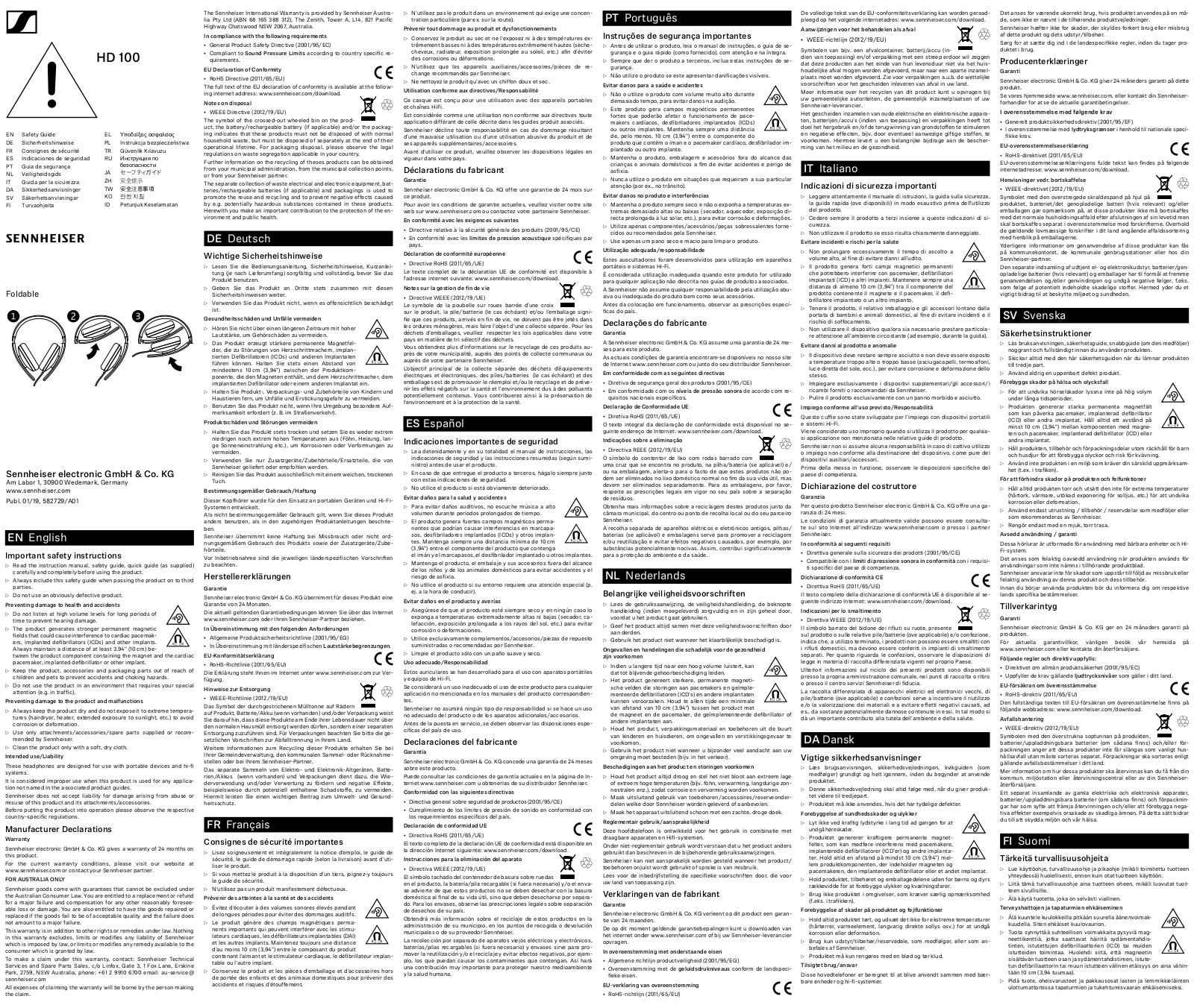 Sennheiser HD 100 User Manual