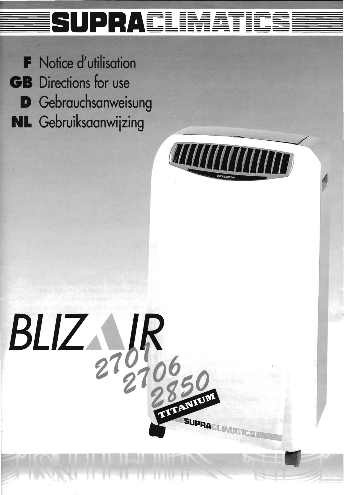 SUPRA Blizair 2850 User Manual