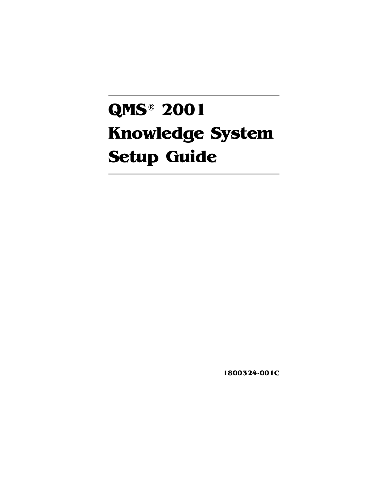 KONICA MINOLTA QMS 2001 Setup Guide