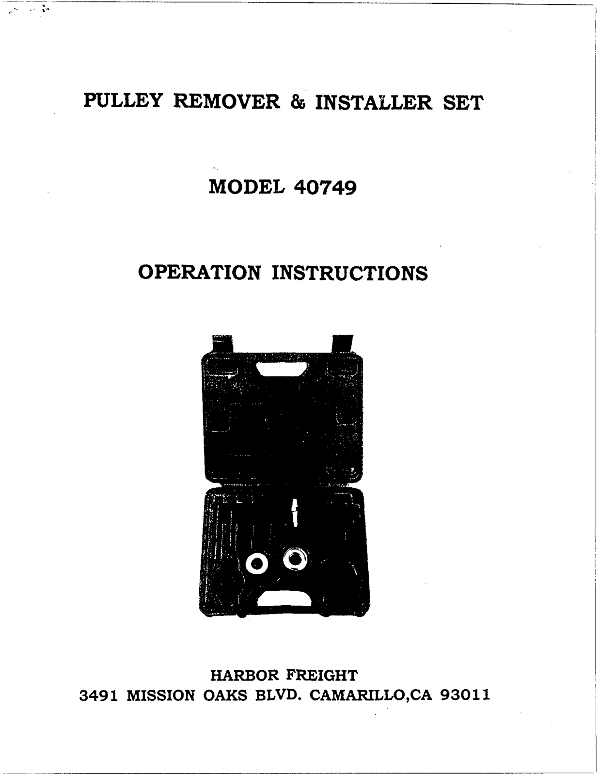 Harbor Freight Tools 40749 User Manual