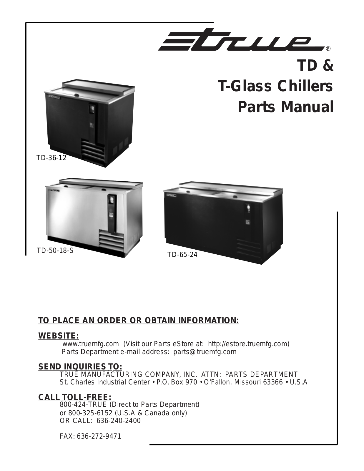 True TD-65-24 Parts List