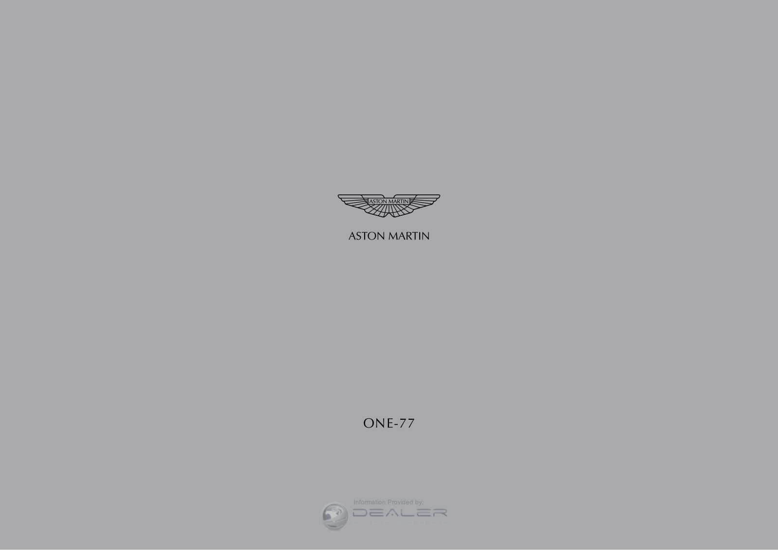 Aston Martin One 77      2013 Owner's Manual