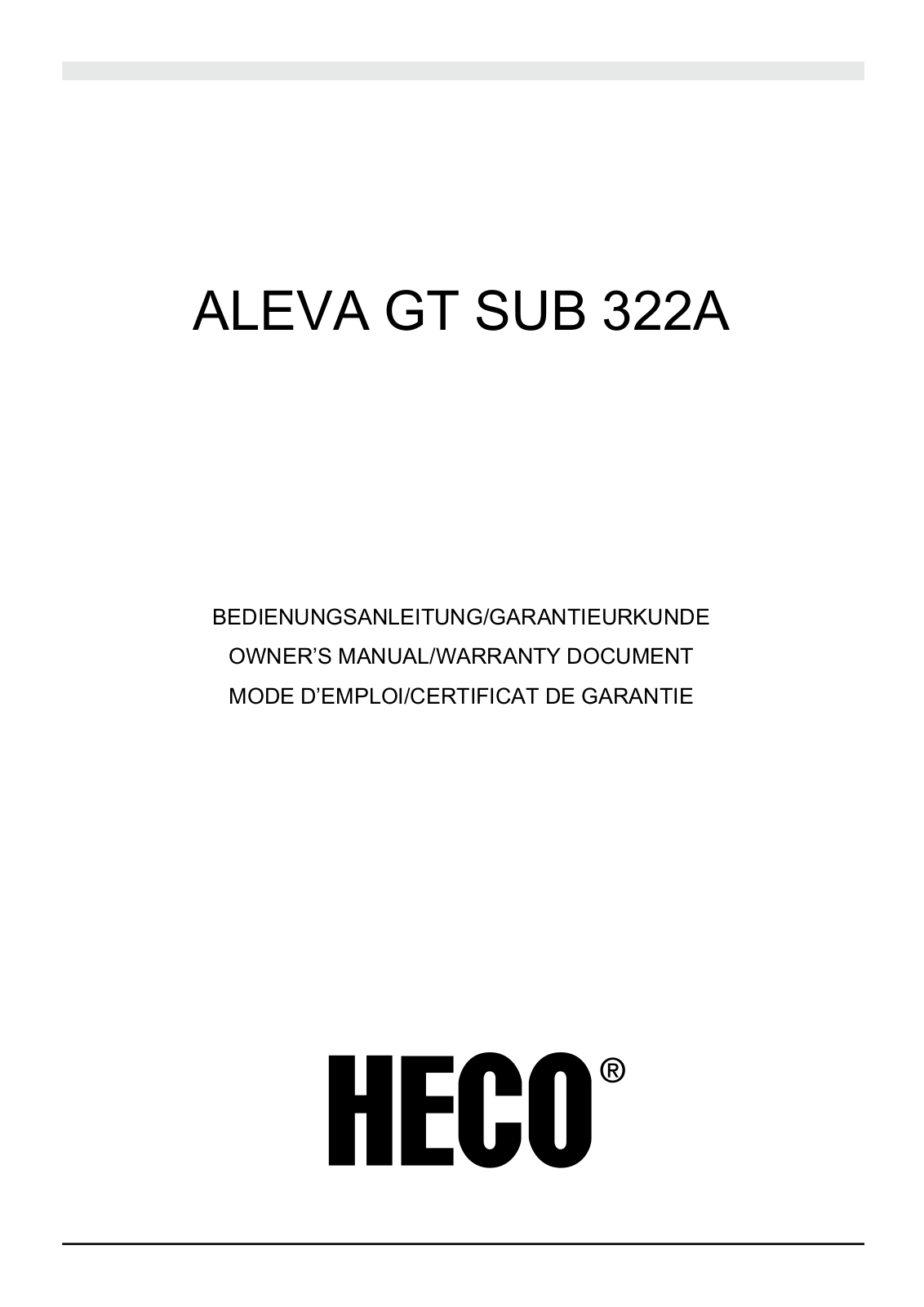 Heco 322A User Manual