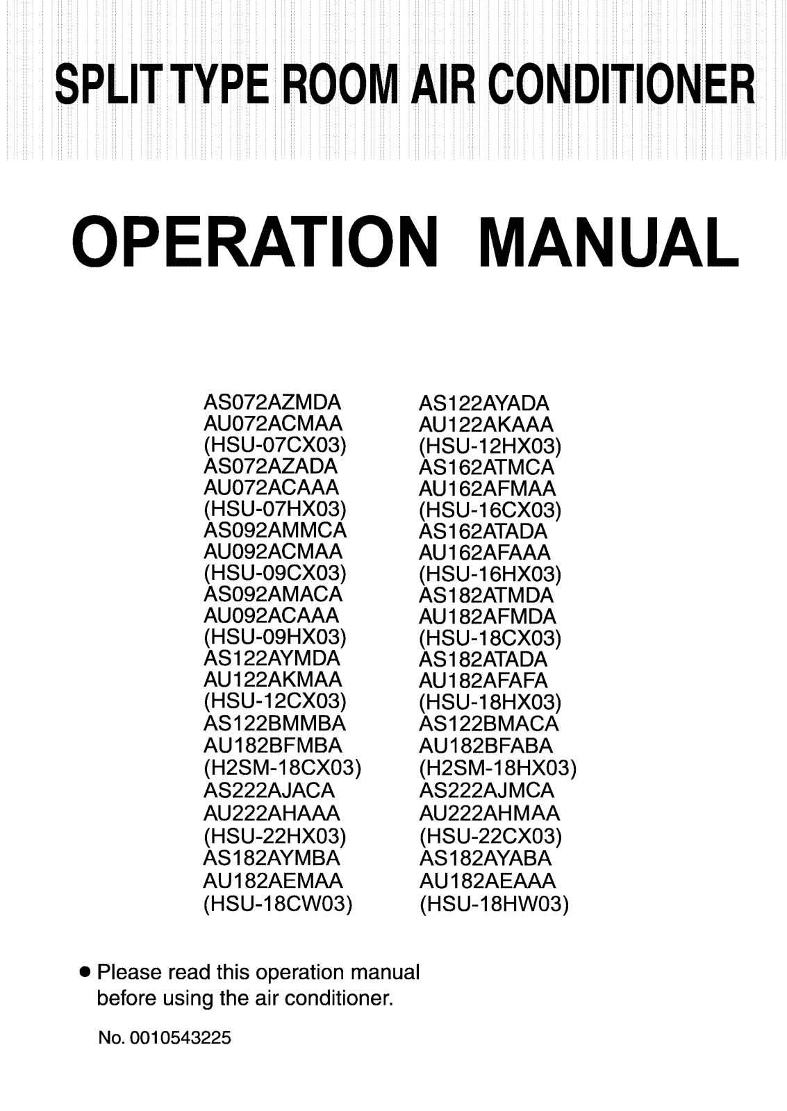 Haier HSU-18HX03, HSU-18CX03, HSU-16CX03, HSU-07HX03 User Manual