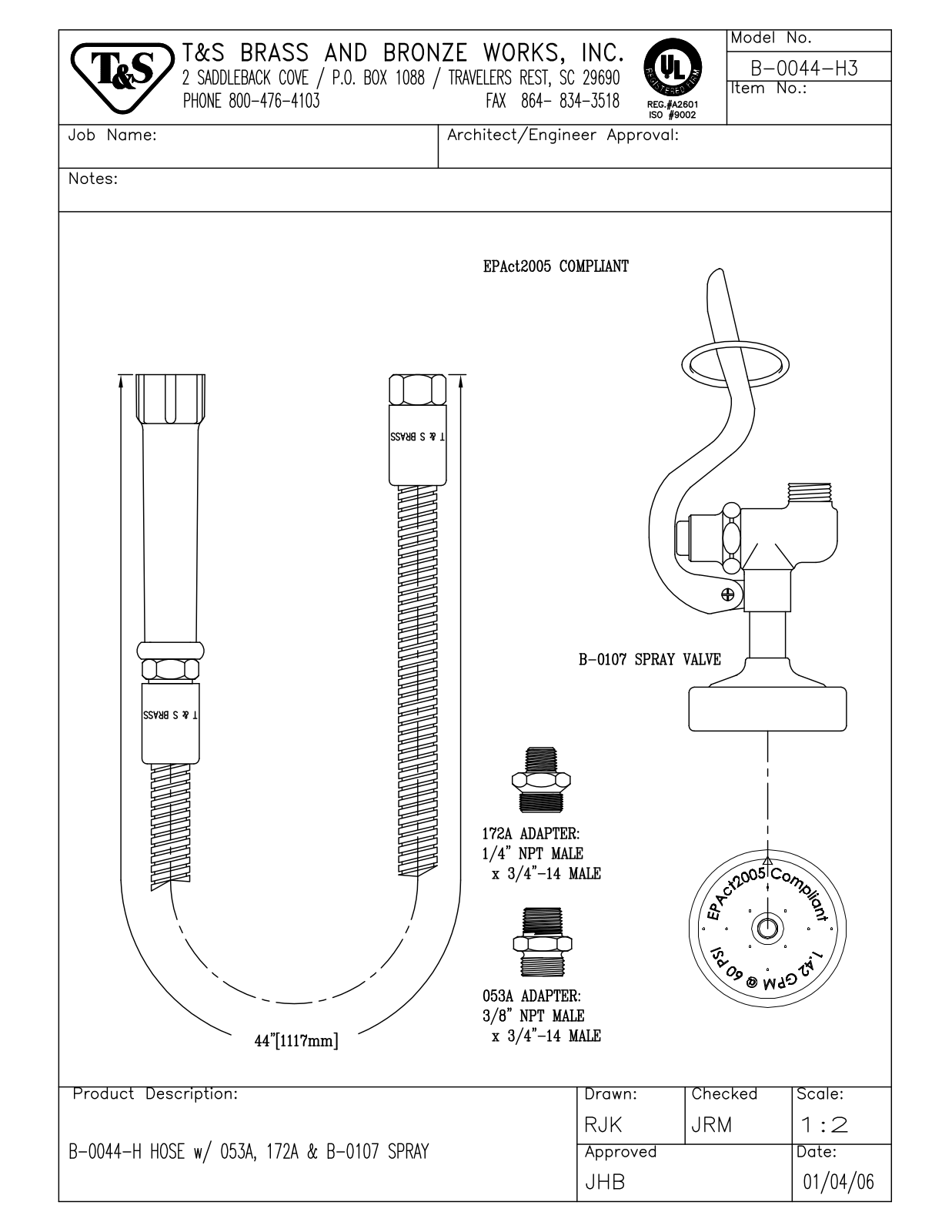 T&S Brass B-004-H3 User Manual