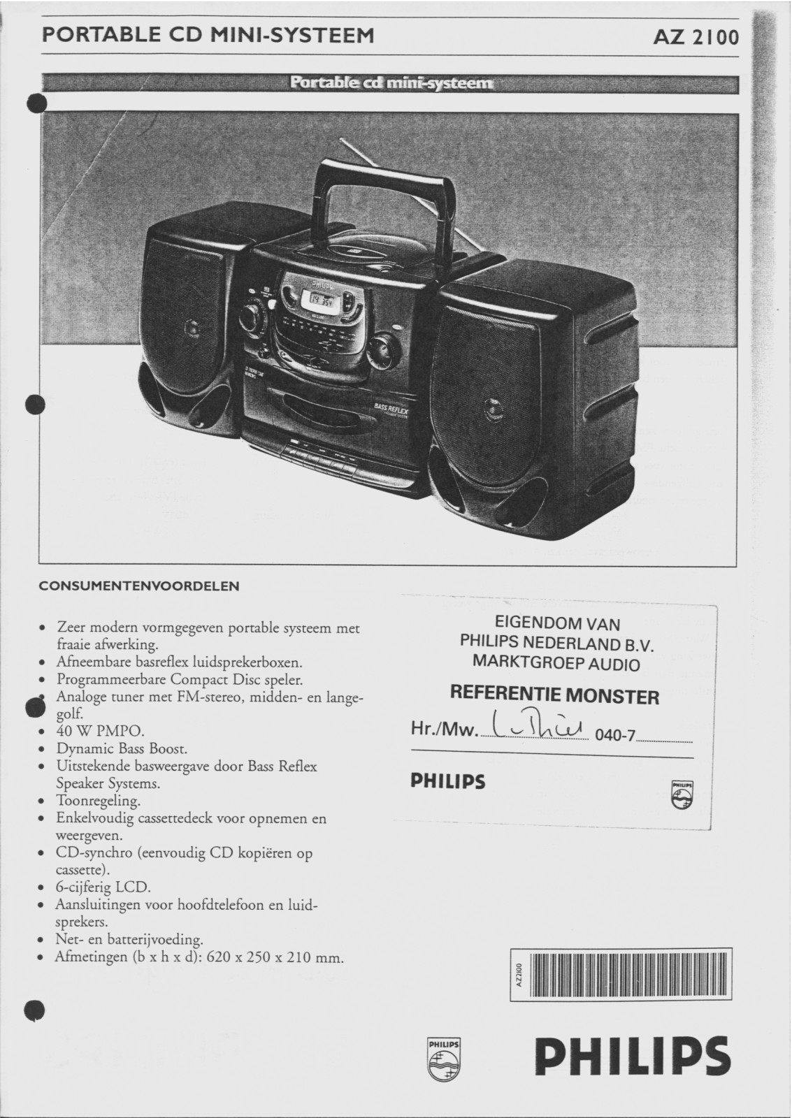 Philips AZ2100 User Manual