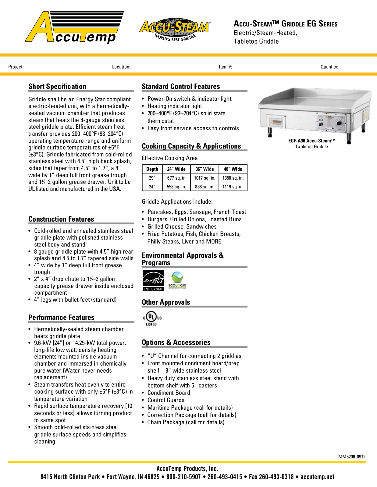 AccuTemp EGF2083A2400-T1 User Manual