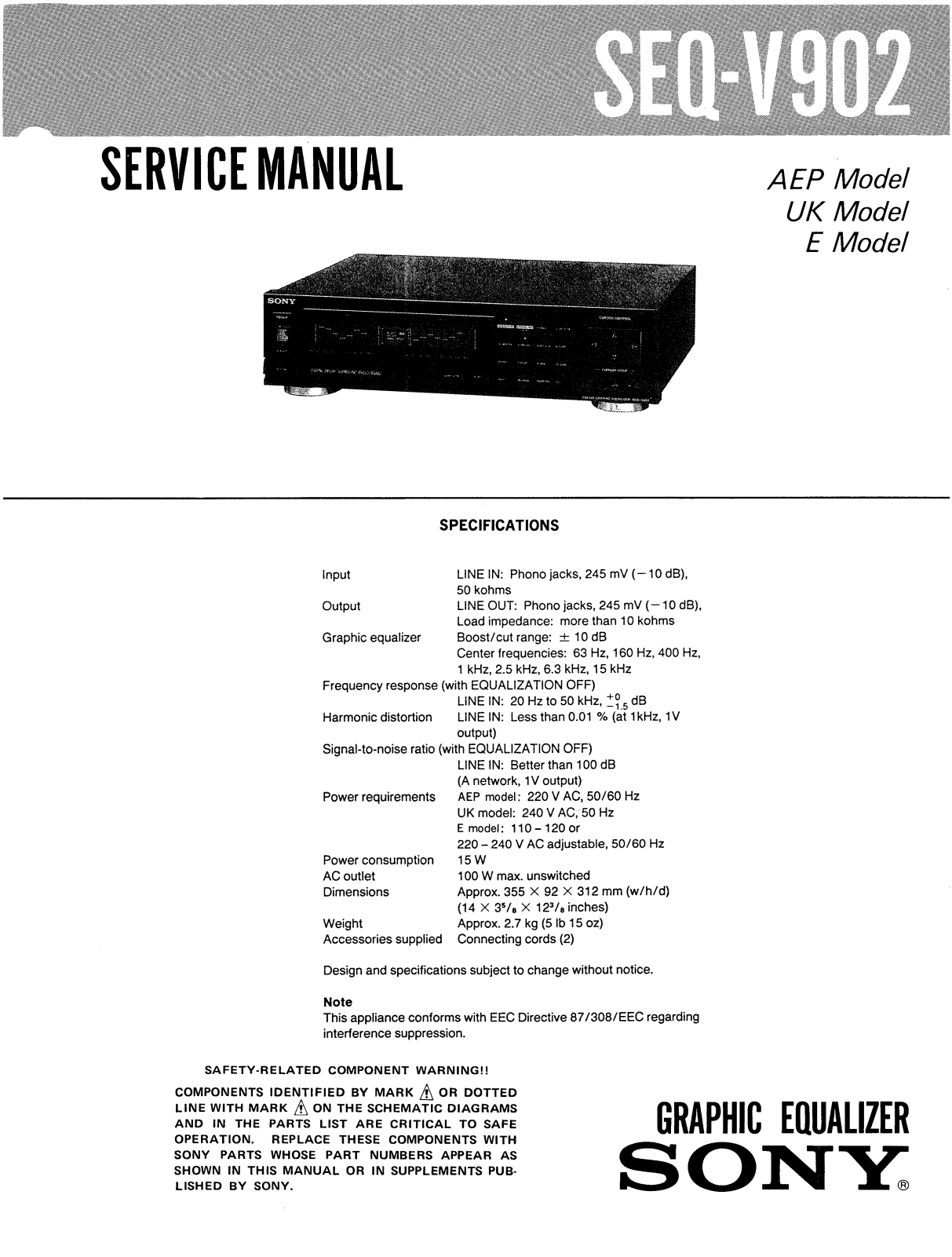 Sony SEQV-902 Service manual