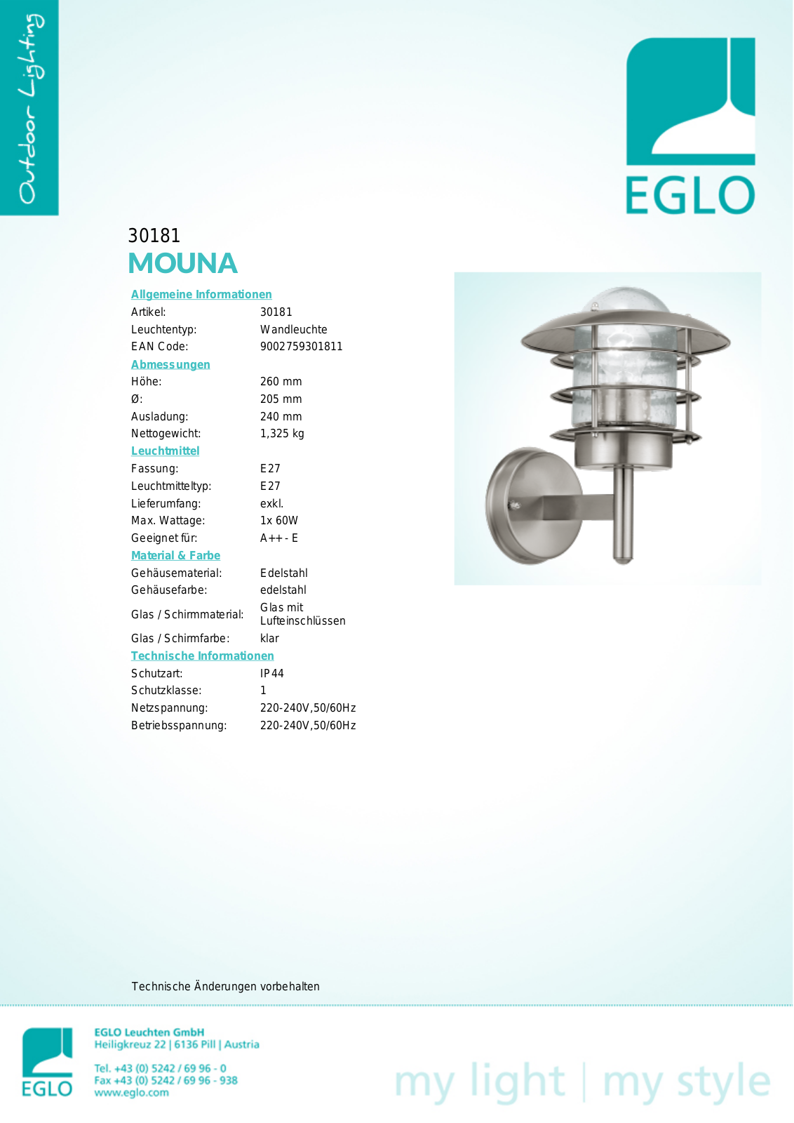 Eglo 30181 User Manual