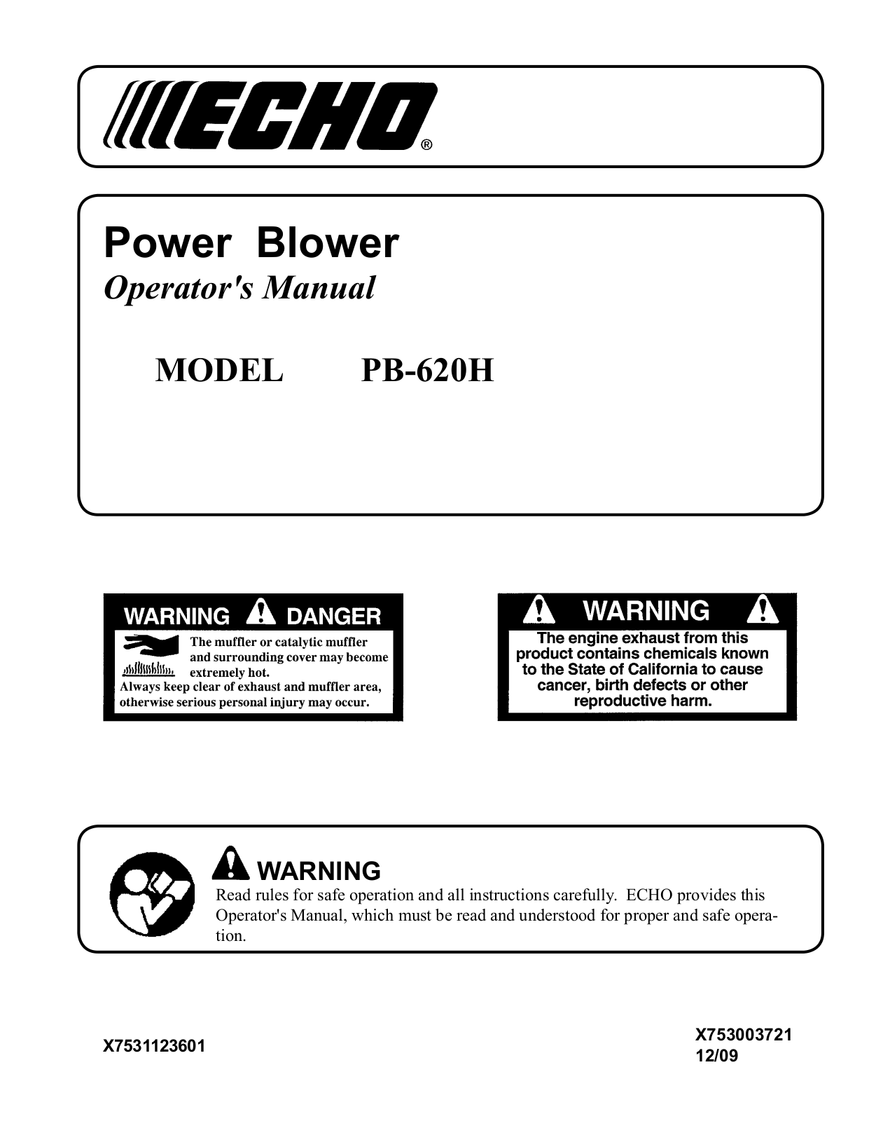 Echo PB-620H User Manual