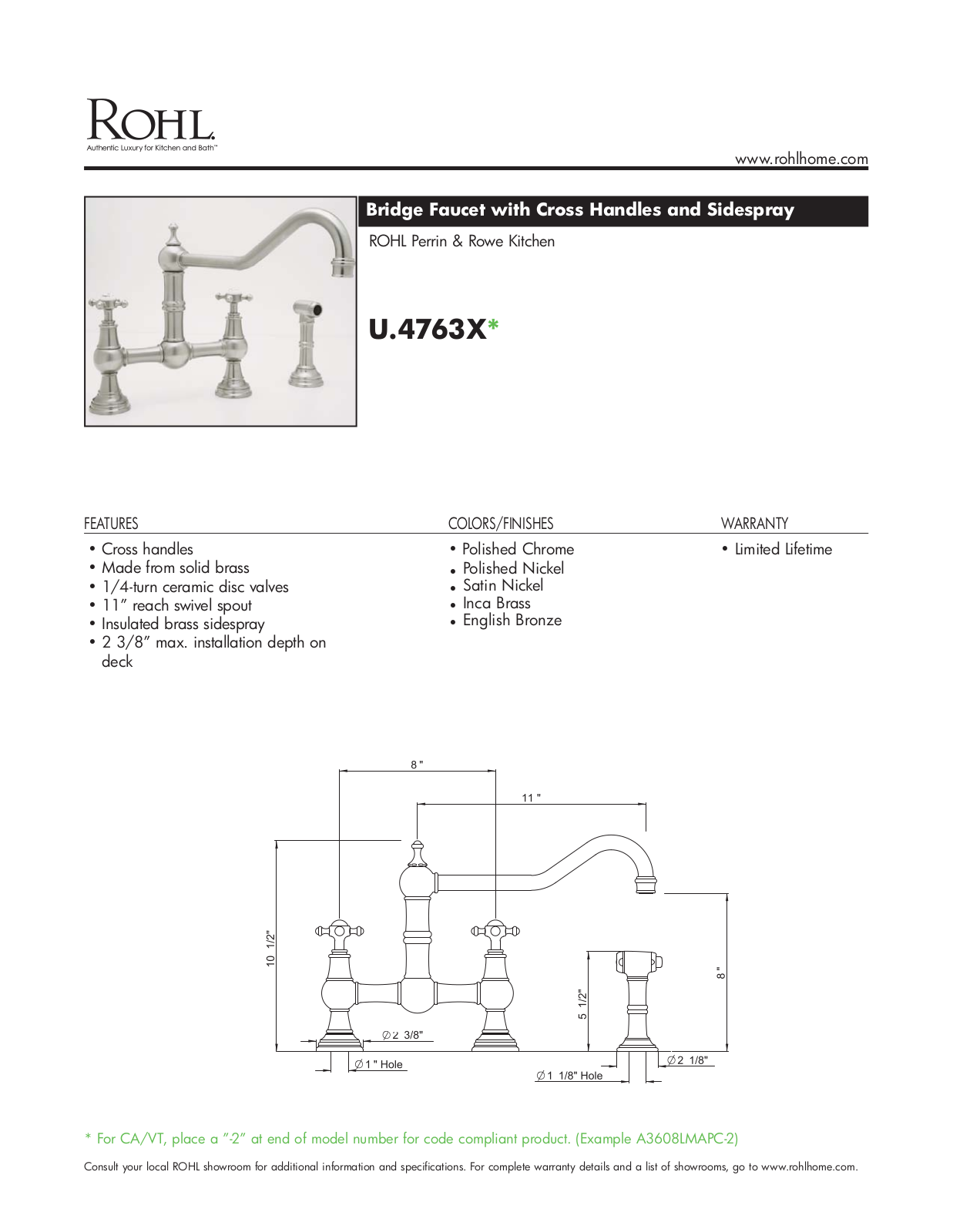 Perrin & Rowe XRH1429 Specifications - ManualMachine.com