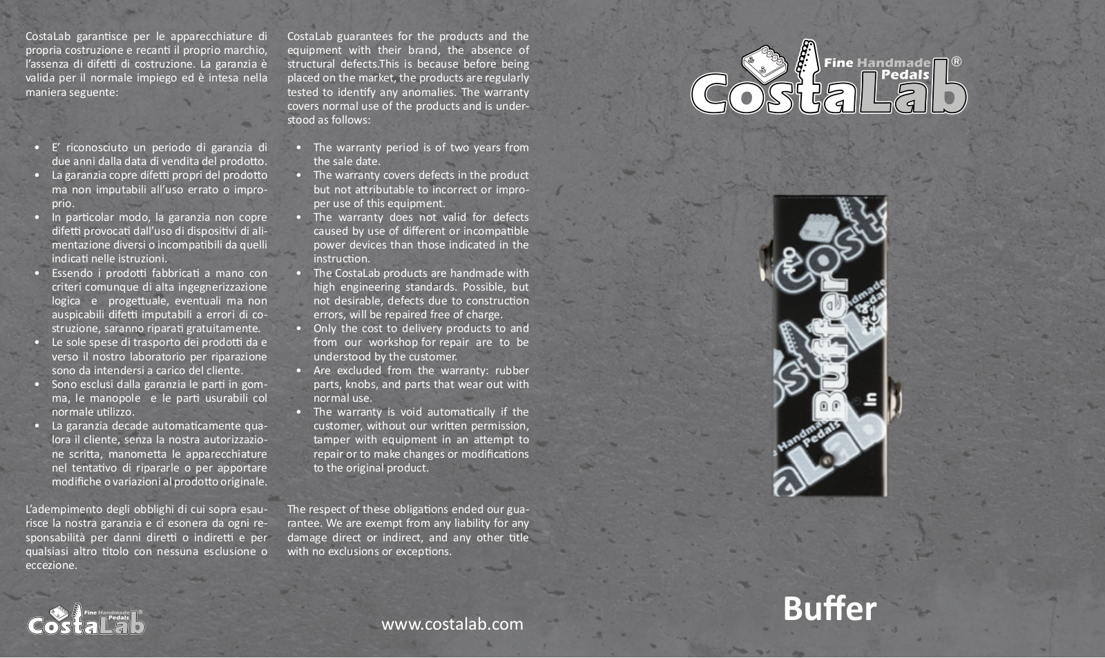Costalab Buffer User manual - ManualMachine.com