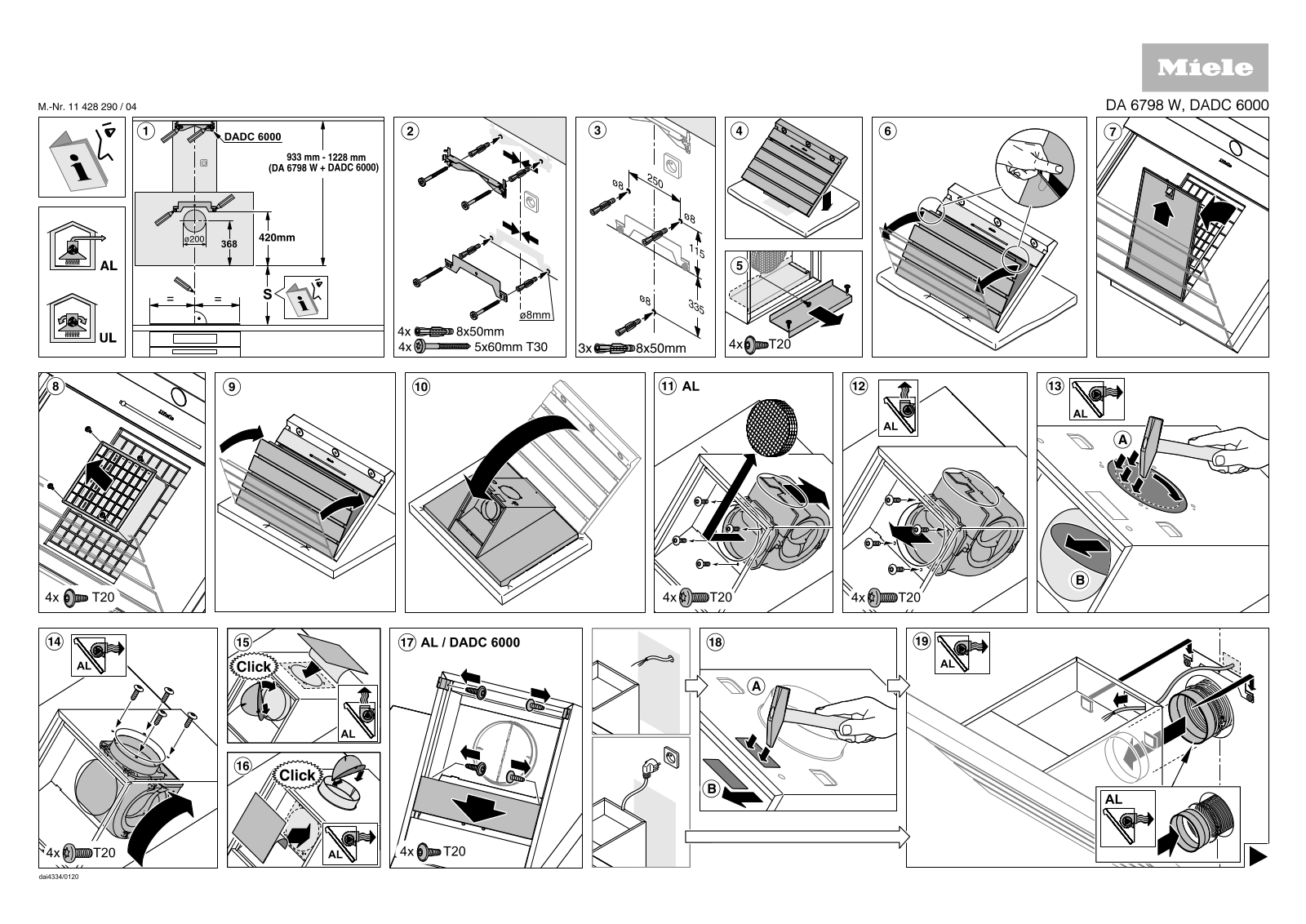 Miele DA 6798 W, DADC 6000 Montageplan