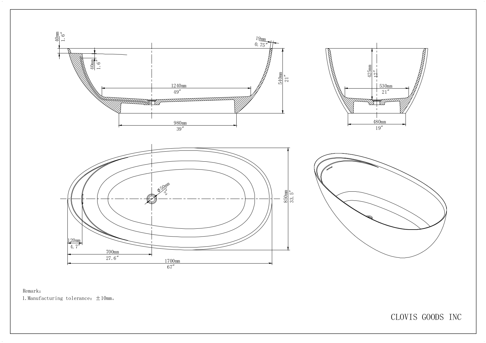 Clovis Goods ERVT1082 Dimensions - ManualMachine.com