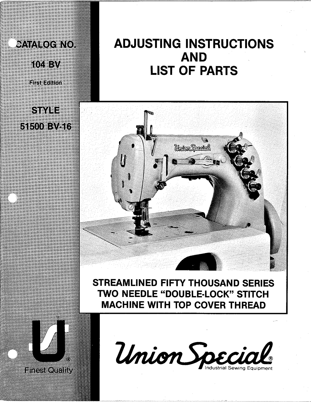 Union Special 51500BV-16 Parts List