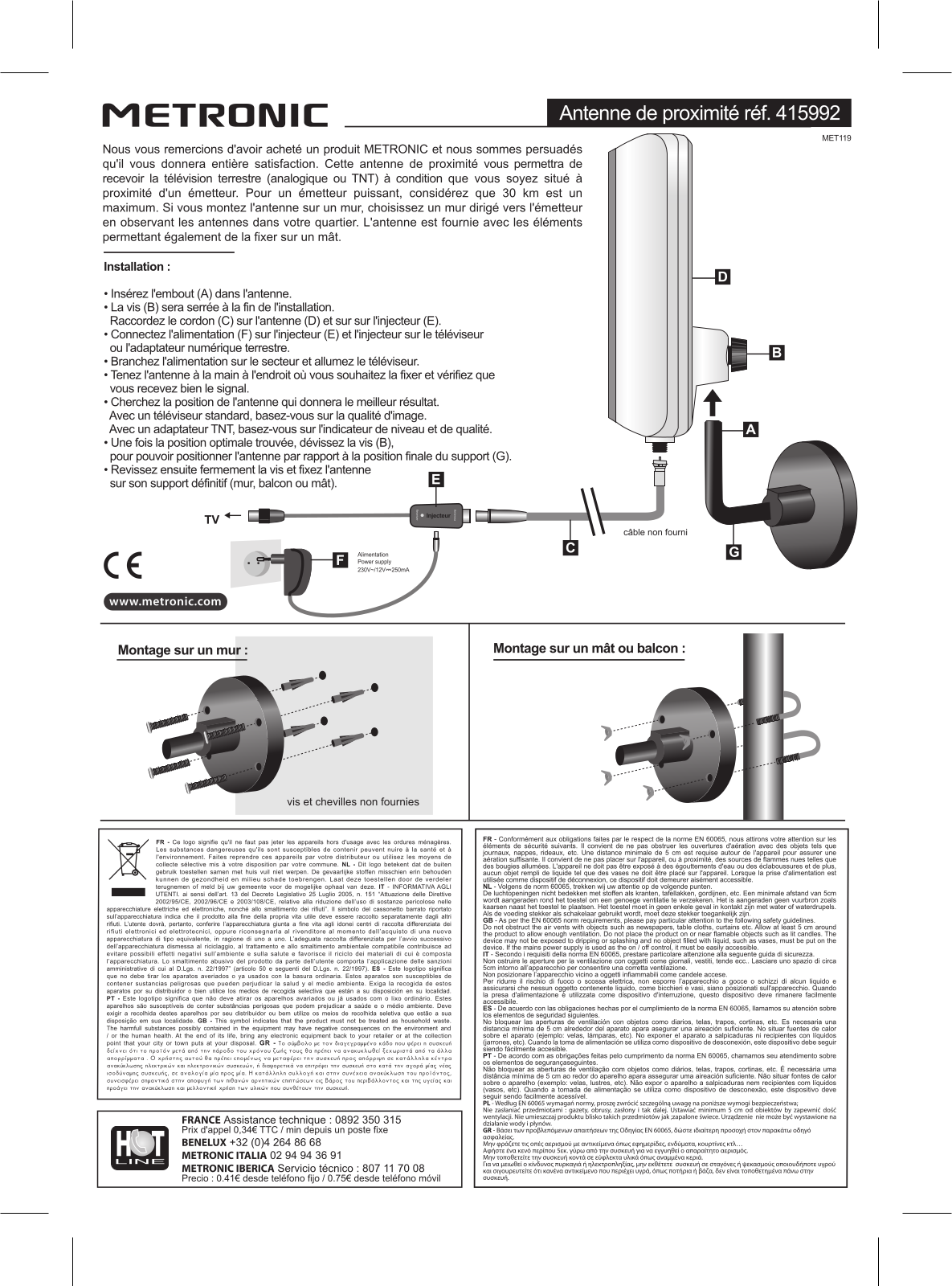 METRONIC Antenne UHF de proximité User Manual