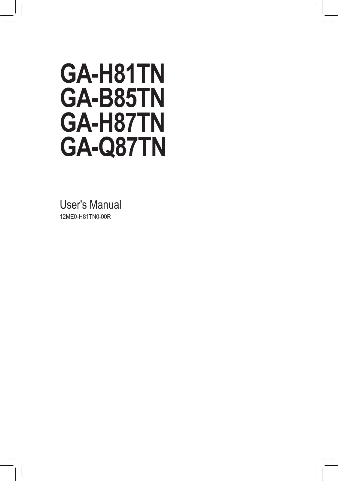 Gigabyte GA-B85TN, GA-H81TN, GA-H87TN, GA-Q87TN User Manual