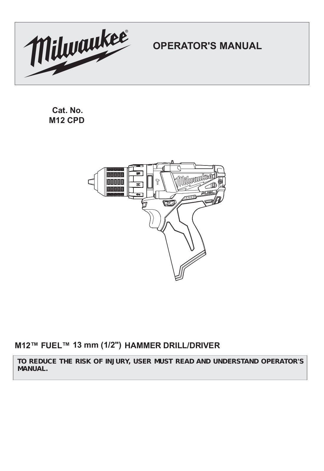 Milwaukee m12 cpd User Manual