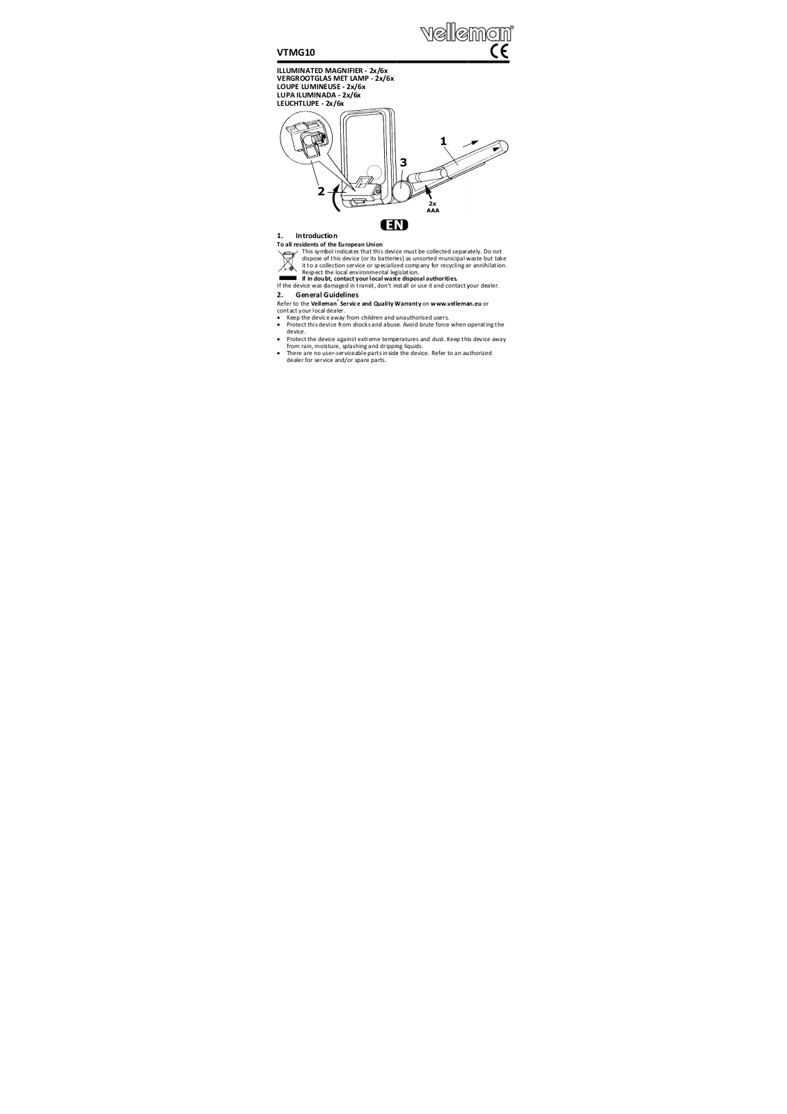 Velleman VTMG10 User Manual