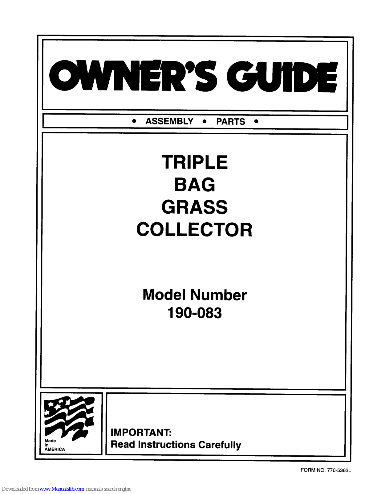 MTD 190-083, 83 Owner's Manual