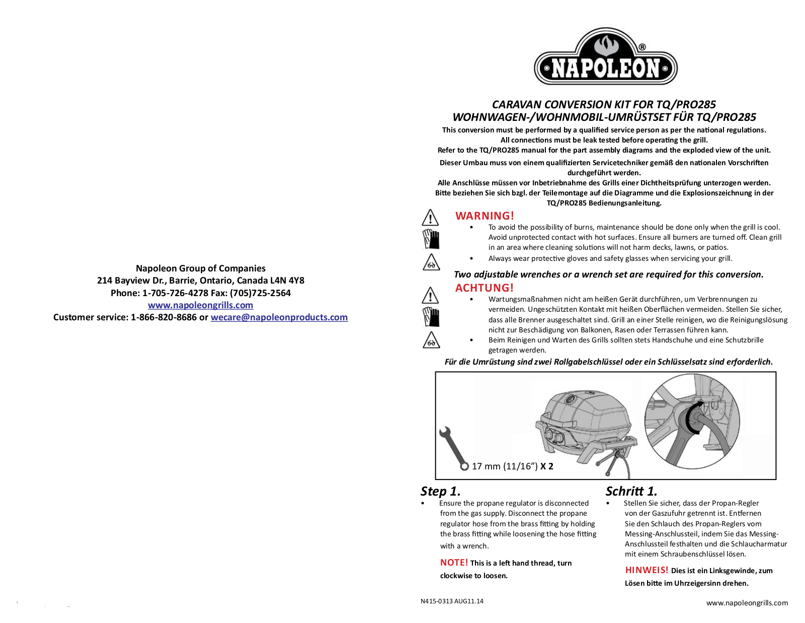 Napoleon Caravan Conversion Kit Manual