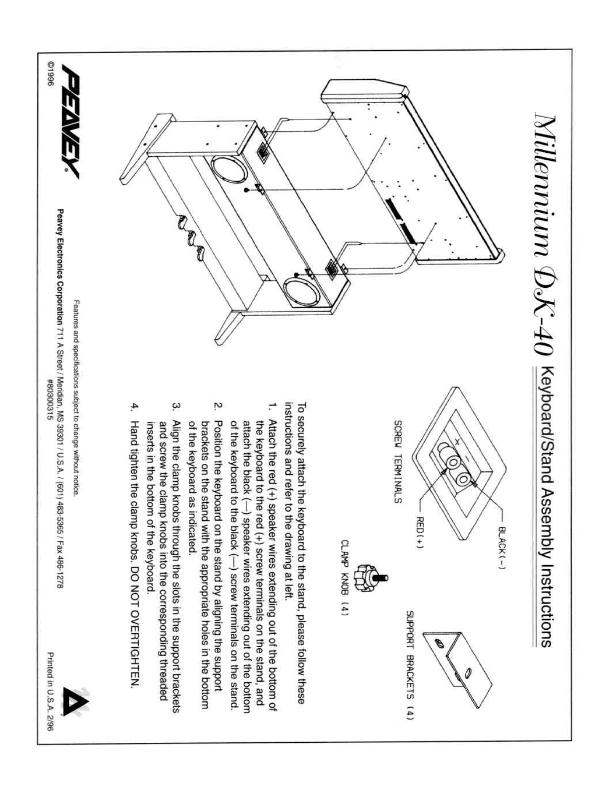 Peavey MILLENNIUM DK-40 User notes