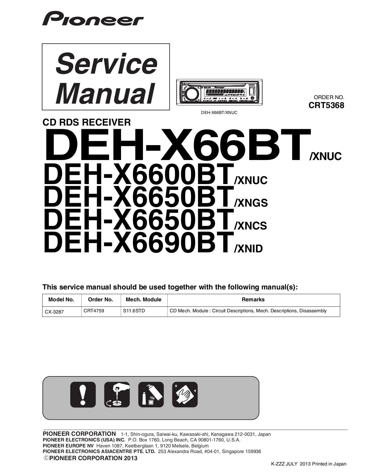 Pioneer DEH-X6650BT, DEH-X6680BT Schematic