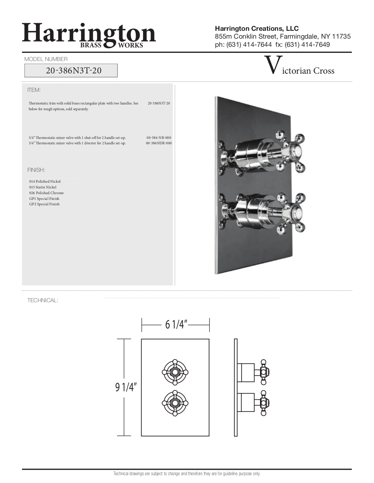Harrington Brass Works HBWK1171 Specification sheet - ManualMachine.com