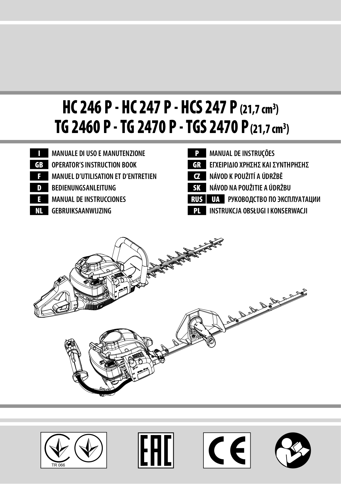 Efco HC 246 P, HC 247 P, HCS 247 P, TG 2460 P, TG 2470 P User guide