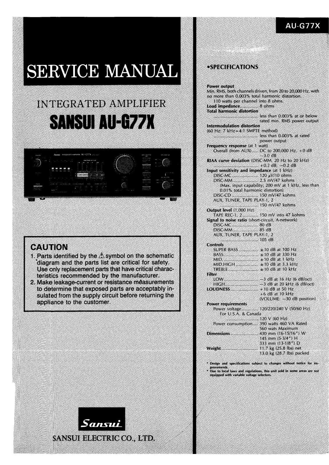 Sansui AUG-77-X Service manual