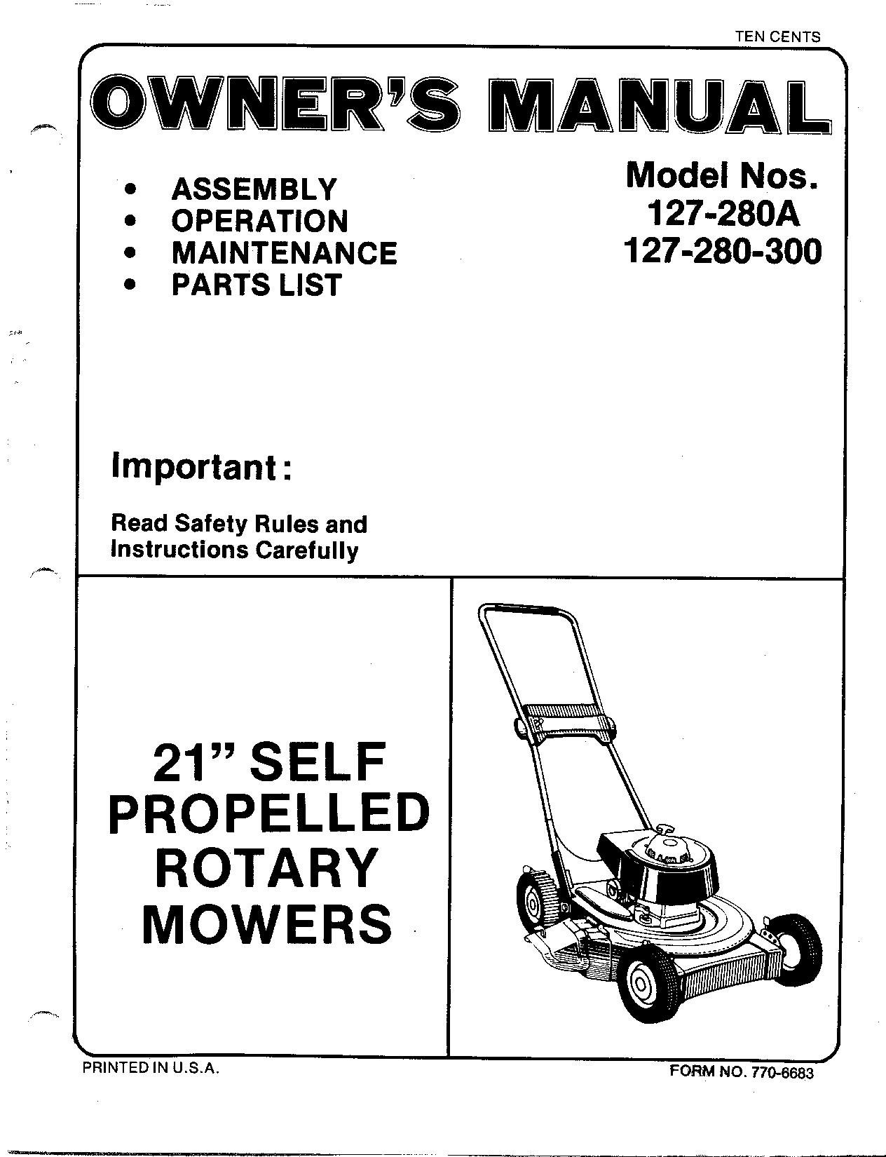 MTD 127-280-300, 127-280A User Manual