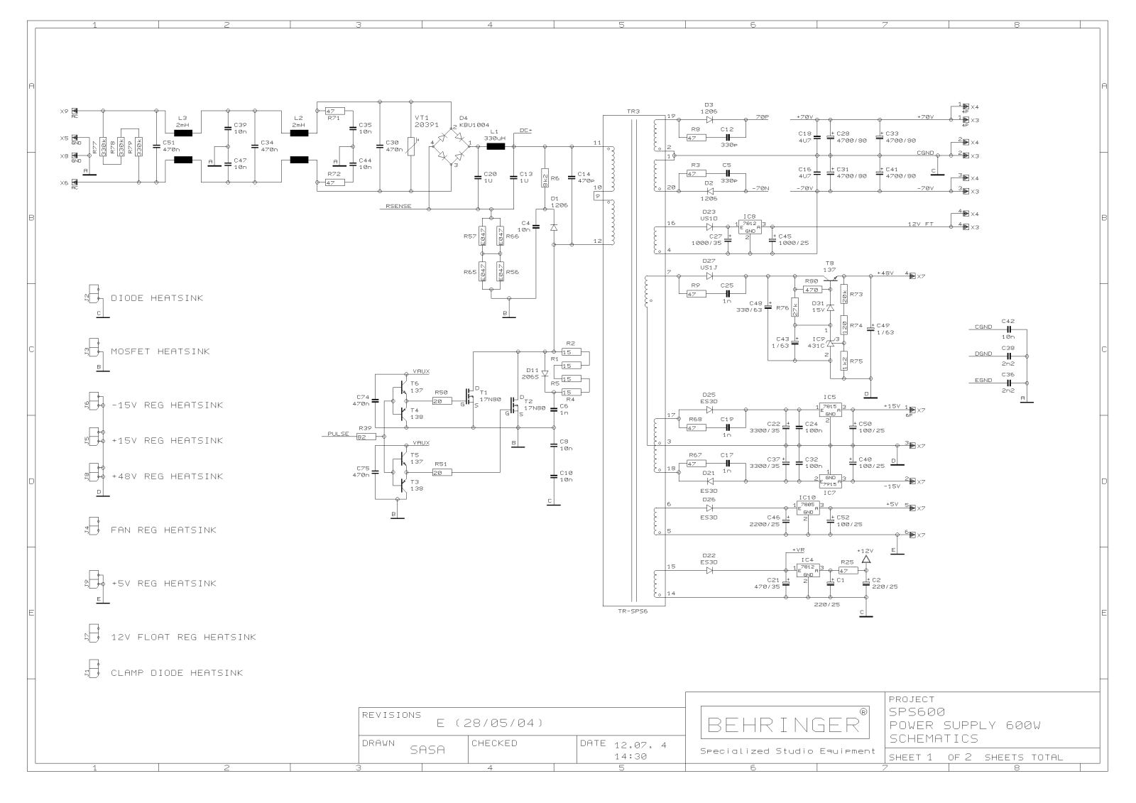 Behringer PMH-5000 Schematic