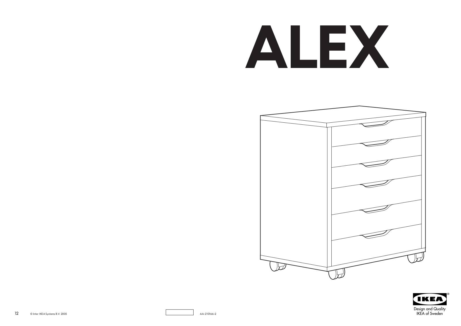 IKEA ALEX DRAWER UNIT-CASTERS WHT Assembly Instruction