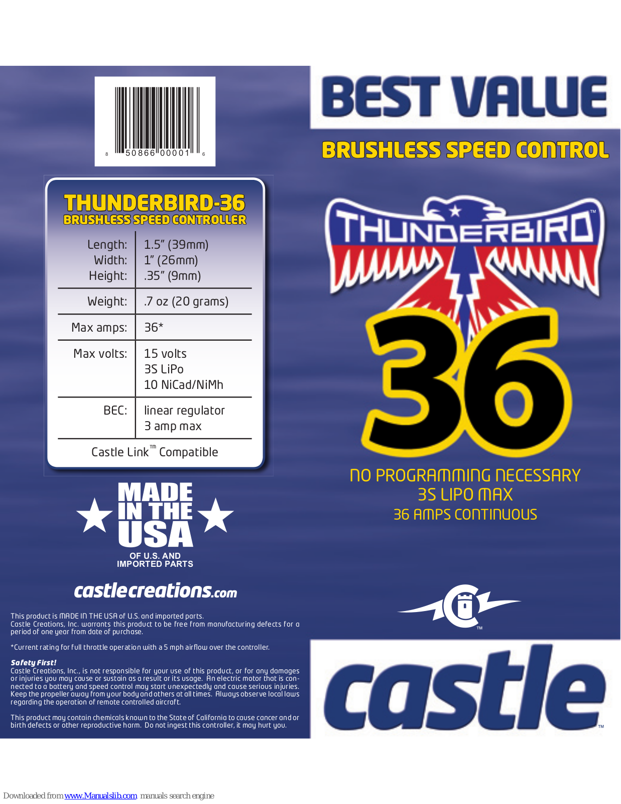 CASTLE THUNDERBIRD-36 User Manual