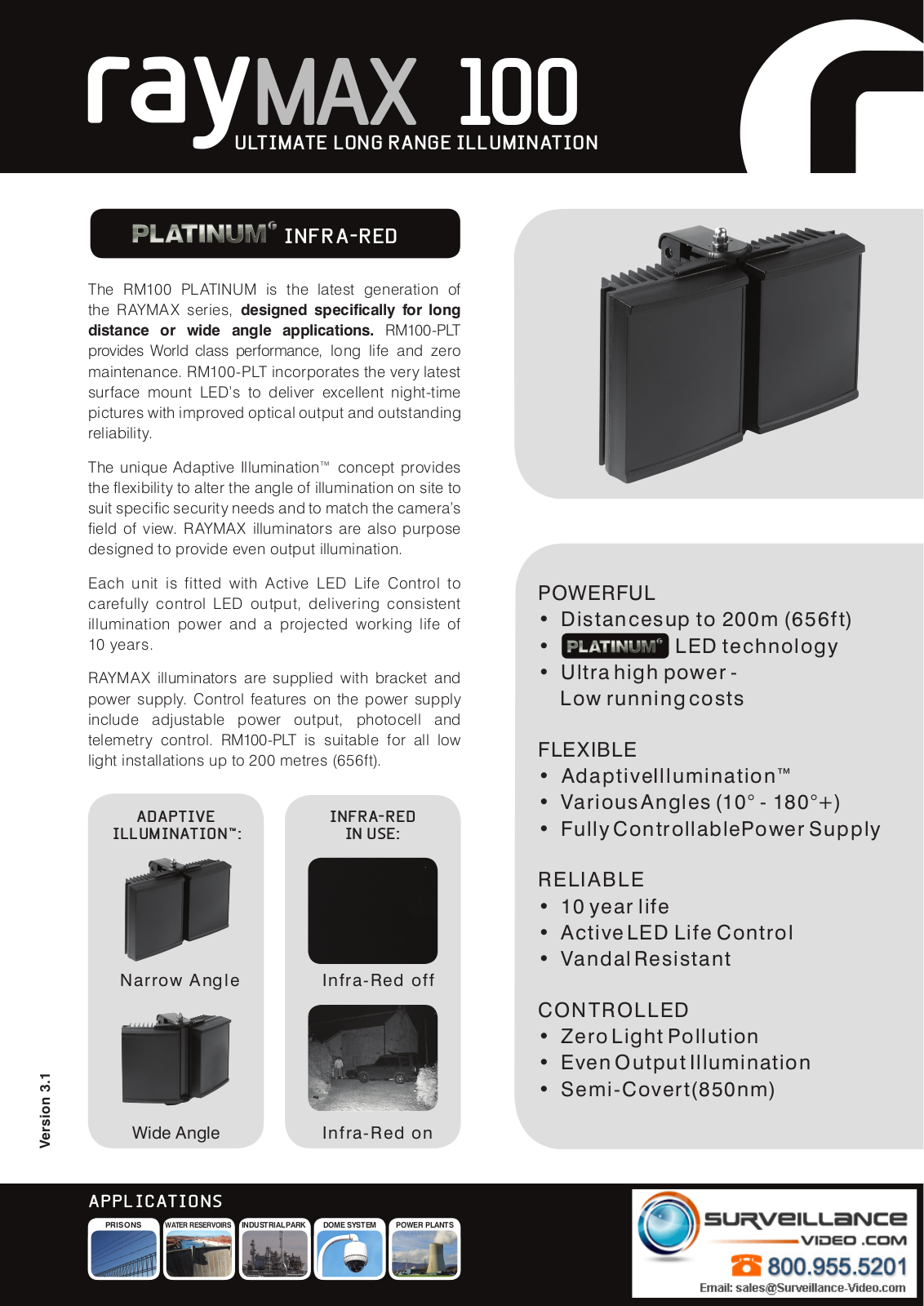 Raytec RM100-PLT-AI-120, RM100-PLT-AI-30, RM100-PLT-AI-50 Specsheet