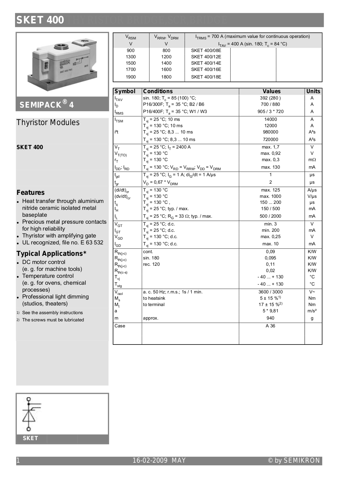 Semikron SKET400 Data Sheet