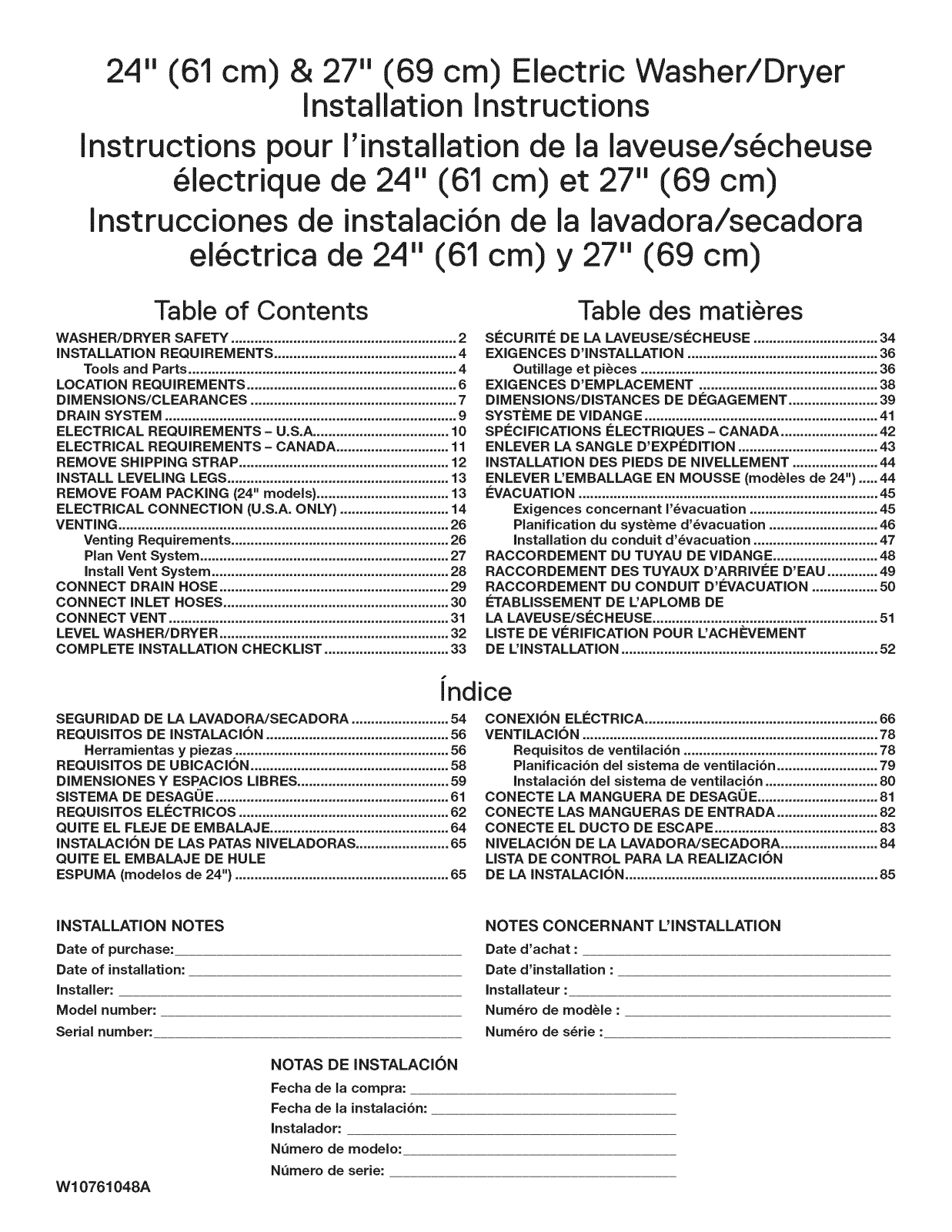 Whirlpool YWET4024EW0, WET4027EW0, WET4024EW0 Installation Guide - ManualMachine.com