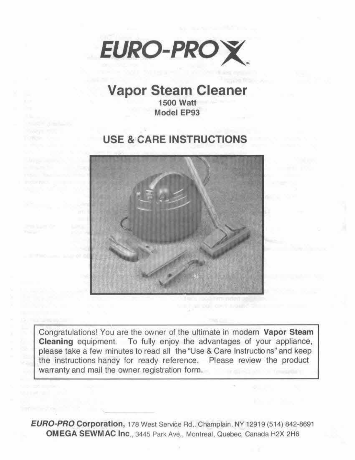 Euro-pro EP93 User Manual