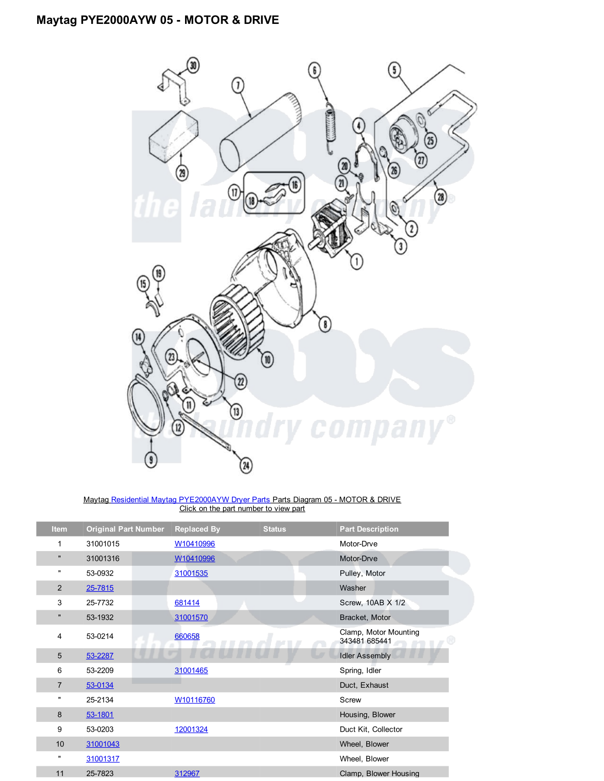 Maytag PYE2000AYW Parts Diagram