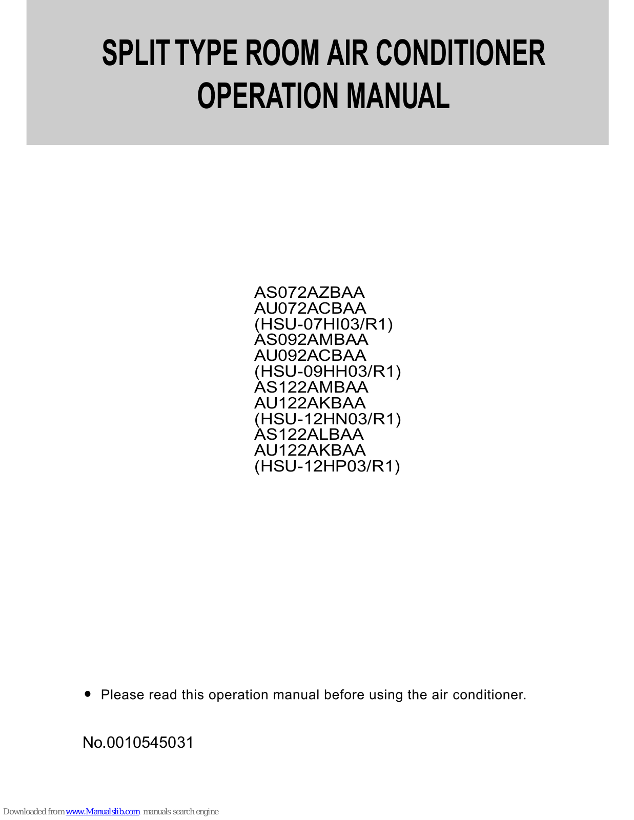 Haier AS092AMBAA, AU072ACBAA, AS122ALBAA, AS122AMBAA, AU092ACBAA Operation Manual