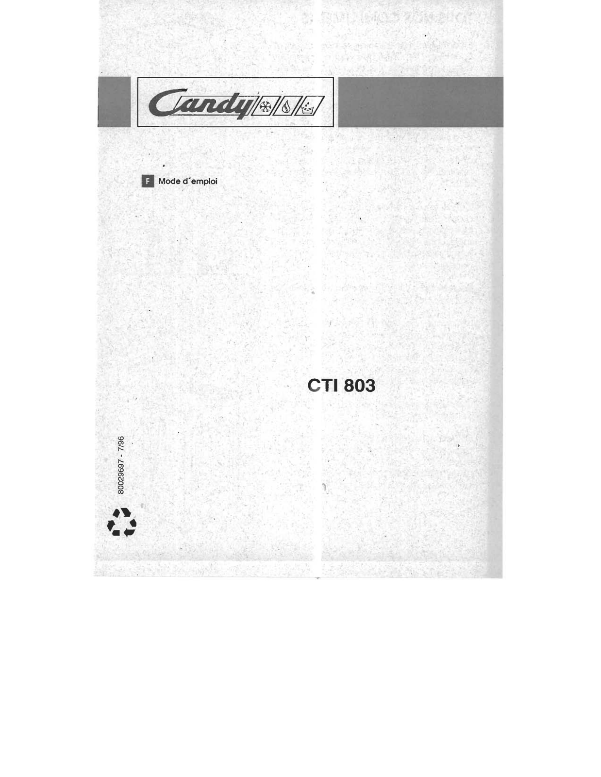 CANDY CTI 803 User Manual