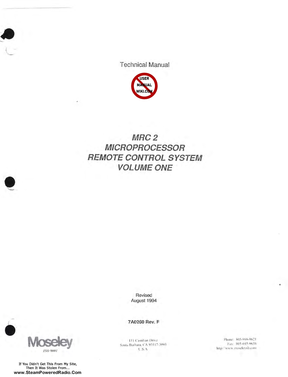 Moseley MRC2, MRC2 User Manual - ManualMachine.com